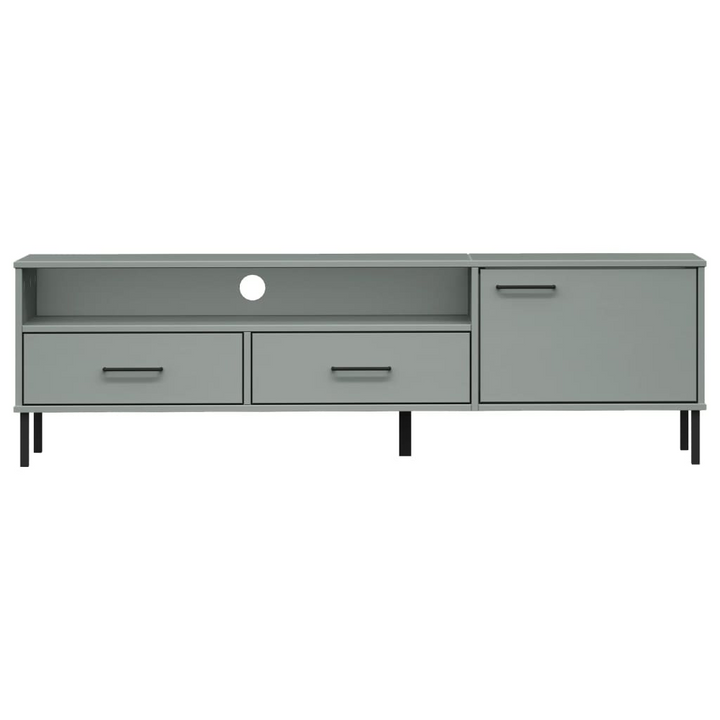 OSLO Grey Solid Wood Pine TV Cabinet with Metal Legs - Trendy & Practical Media Unit - Premium  from Home Treasures - Just £136.99! Shop now at Home Treasures