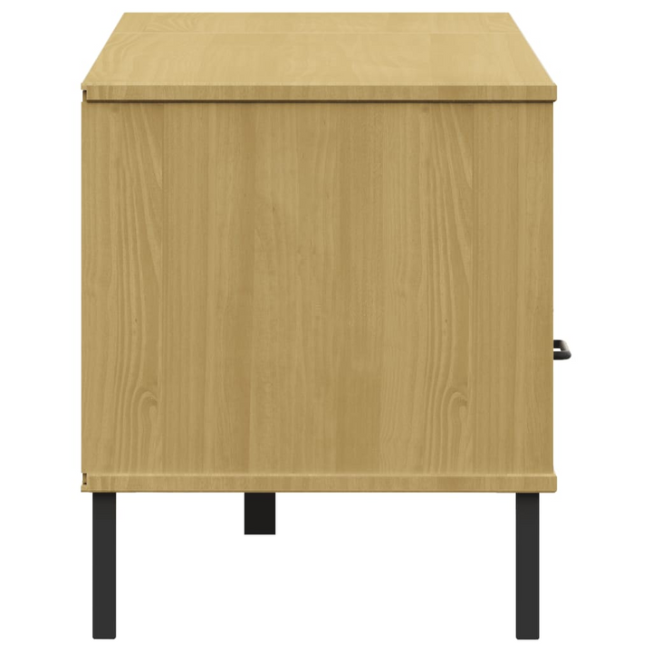 OSLO TV Cabinet with Metal Legs - Stylish Brown Solid Pine Wood Media Unit with Spacious Storage - Premium  from Home Treasures - Just £88.99! Shop now at Home Treasures