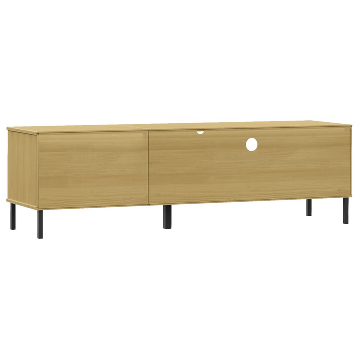 OSLO TV Cabinet with Metal Legs - Stylish Brown Solid Pine Wood Media Unit with Spacious Storage - Premium  from Home Treasures - Just £88.99! Shop now at Home Treasures