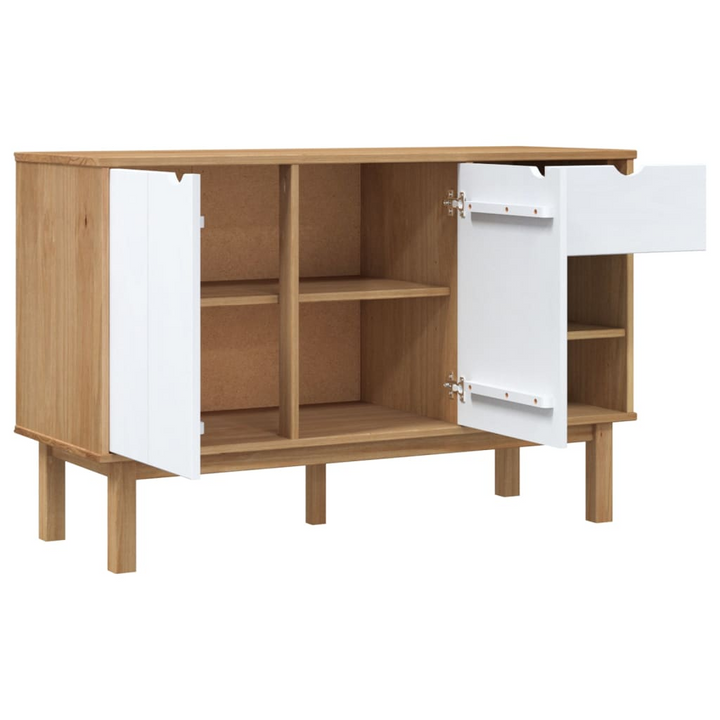 OTTA Sideboard - Rustic Brown and White - Pine Wood Storage Cabinet 114x43x73.5 cm - Premium  from Home Treasures - Just £191.99! Shop now at Home Treasures