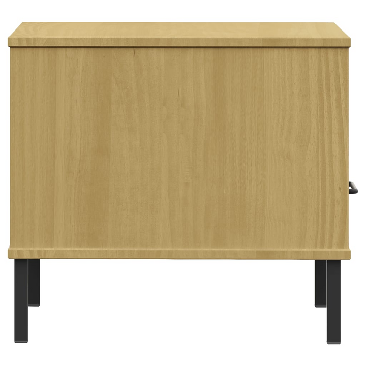 OSLO Solid Wood Pine Bedside Table with Metal Legs - Industrial Design, Brown, Ample Storage - Premium  from Home Treasures - Just £42.99! Shop now at Home Treasures