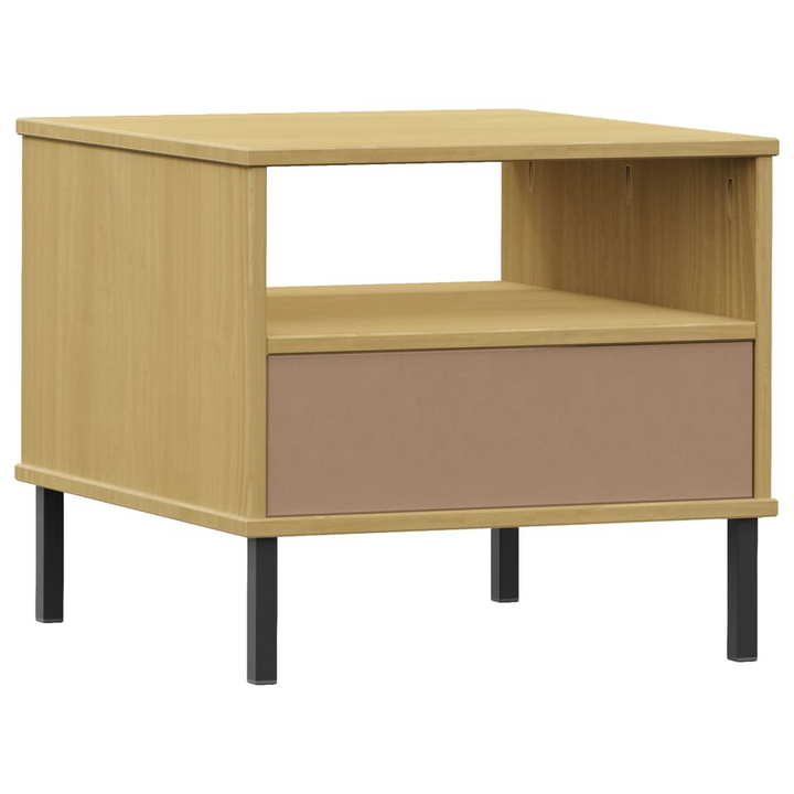 OSLO Solid Wood Pine Bedside Table with Metal Legs - Industrial Design, Brown, Ample Storage - Premium  from Home Treasures - Just £42.99! Shop now at Home Treasures