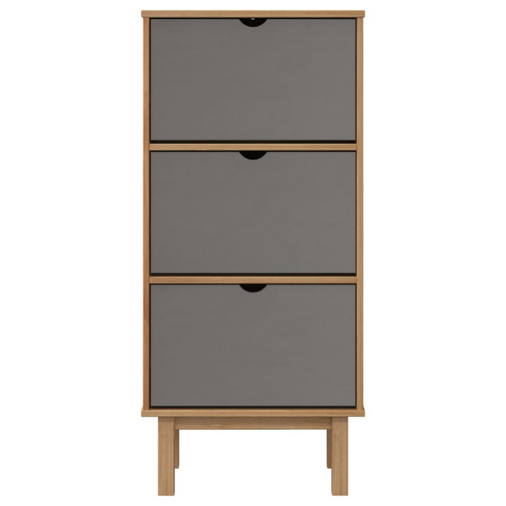 OTTA Solid Pine Wood Shoe Cabinet - 3 Drawers, Stylish Brown & Grey Finish - Perfect Shoe Storage Solution - Premium  from Home Treasures - Just £139.99! Shop now at Home Treasures