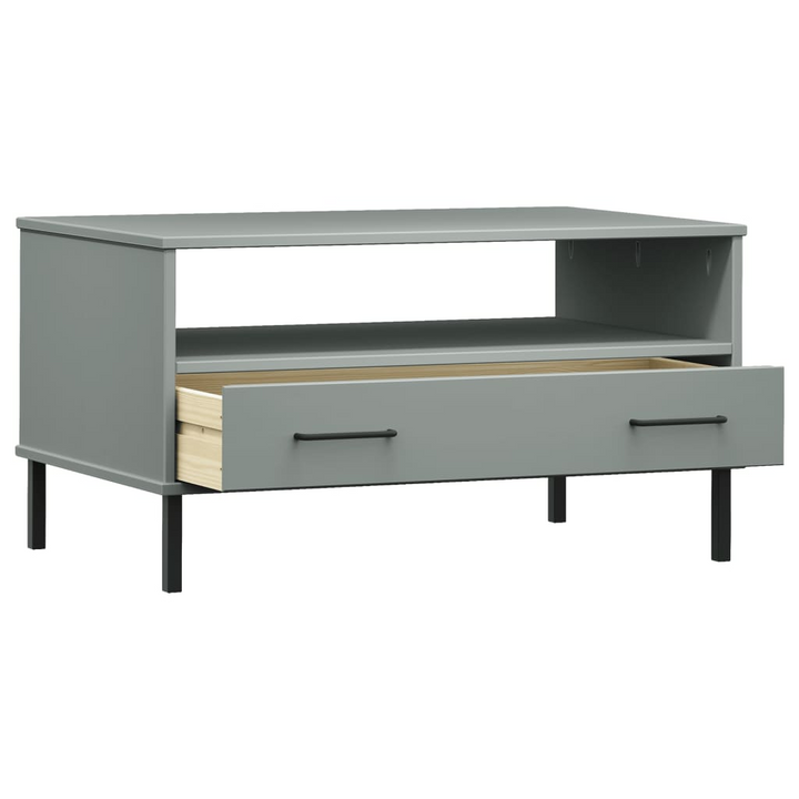 OSLO Coffee Table with Metal Legs Grey - Solid Wood | Modern & Stylish - Premium  from Home Treasures - Just £64.99! Shop now at Home Treasures