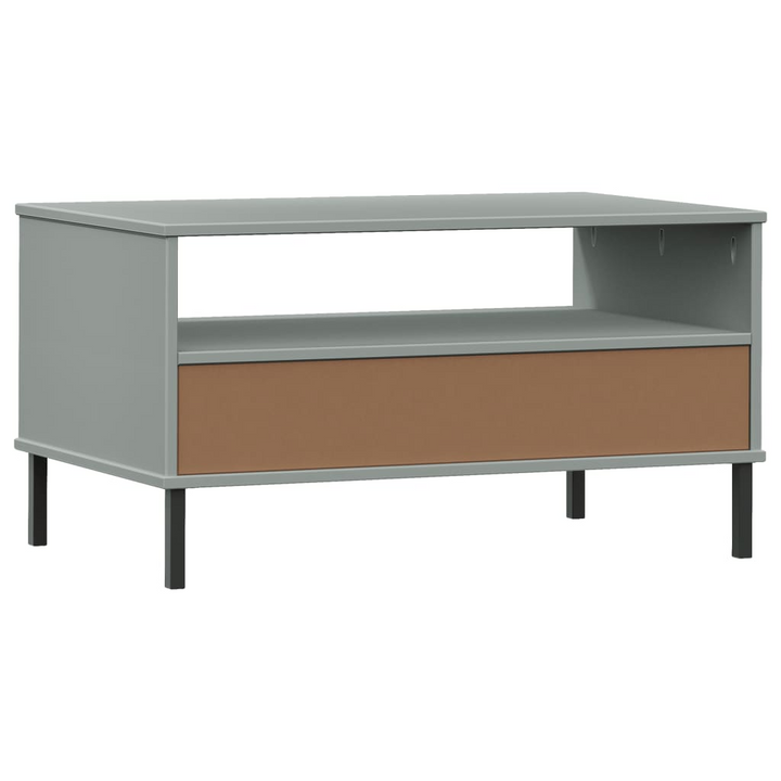 OSLO Coffee Table with Metal Legs Grey - Solid Wood | Modern & Stylish - Premium  from Home Treasures - Just £64.99! Shop now at Home Treasures