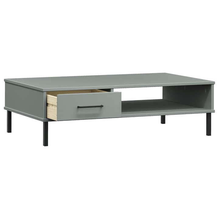 OSLO Grey Solid Wood Pine Coffee Table with Metal Legs - Stylish & Durable for Modern Living Rooms - Premium  from Home Treasures - Just £55.99! Shop now at Home Treasures