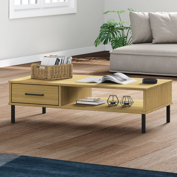 OSLO Solid Pine Wood Coffee Table with Metal Legs | Rustic & Durable Living Room Furniture - Premium  from Home Treasures - Just £53.99! Shop now at Home Treasures