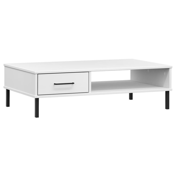 OSLO White Solid Pine Wood Coffee Table with Metal Legs - Stylish & Durable Living Room Accent Piece - Premium  from Home Treasures - Just £56.99! Shop now at Home Treasures