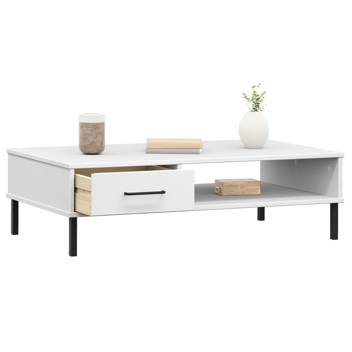 OSLO White Solid Pine Wood Coffee Table with Metal Legs - Stylish & Durable Living Room Accent Piece - Premium  from Home Treasures - Just £56.99! Shop now at Home Treasures