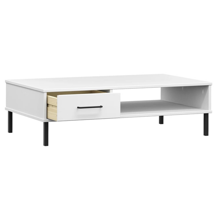 OSLO White Solid Pine Wood Coffee Table with Metal Legs - Stylish & Durable Living Room Accent Piece - Premium  from Home Treasures - Just £56.99! Shop now at Home Treasures