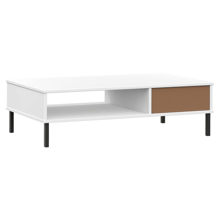 OSLO White Solid Pine Wood Coffee Table with Metal Legs - Stylish & Durable Living Room Accent Piece - Premium  from Home Treasures - Just £56.99! Shop now at Home Treasures