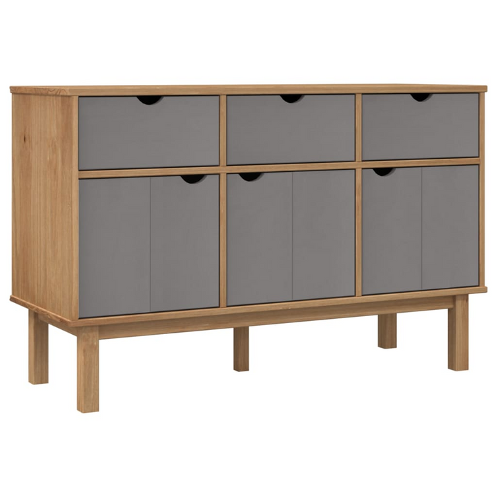 OTTA Sideboard in Brown and Grey - Solid Pine Wood with Ample Storage 114x43x73.5 cm - Stylish and Functional Furniture - Premium  from Home Treasures - Just £219.99! Shop now at Home Treasures