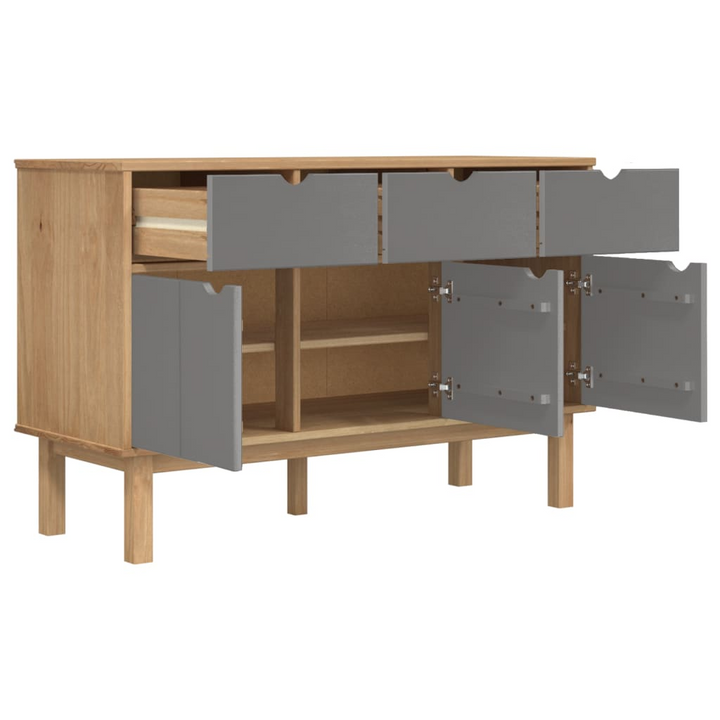 OTTA Sideboard in Brown and Grey - Solid Pine Wood with Ample Storage 114x43x73.5 cm - Stylish and Functional Furniture - Premium  from Home Treasures - Just £219.99! Shop now at Home Treasures