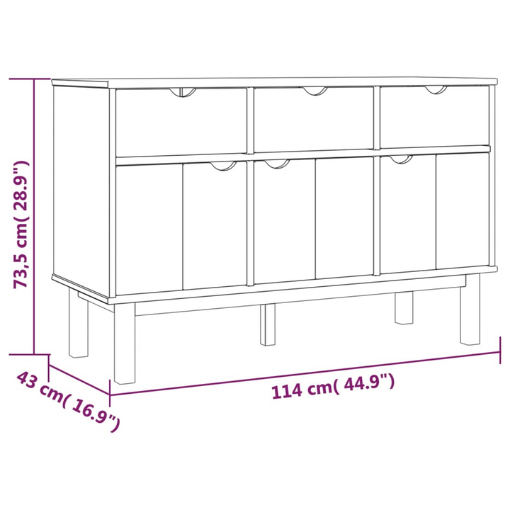 OTTA Sideboard in Brown and Grey - Solid Pine Wood with Ample Storage 114x43x73.5 cm - Stylish and Functional Furniture - Premium  from Home Treasures - Just £219.99! Shop now at Home Treasures