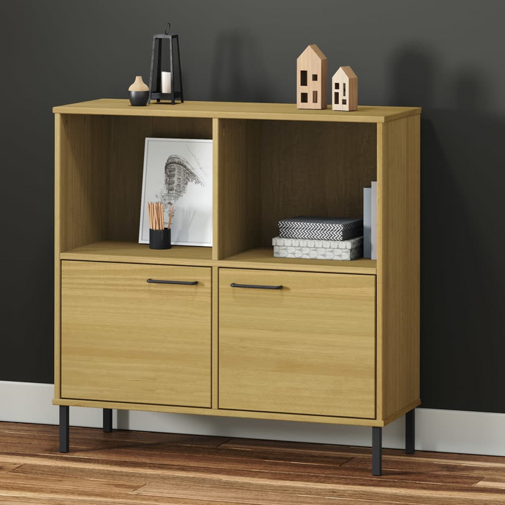 OSLO Solid Wood Bookcase with Metal Legs - 90x35x90.5 cm, Rustic Brown Finish - Stylish Storage Solution - Premium  from Home Treasures - Just £96.99! Shop now at Home Treasures