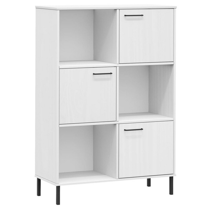 OSLO Bookcase with Metal Legs - Solid Wood, White, 90x35x128.5 cm - Premium  from Home Treasures - Just £139.99! Shop now at Home Treasures