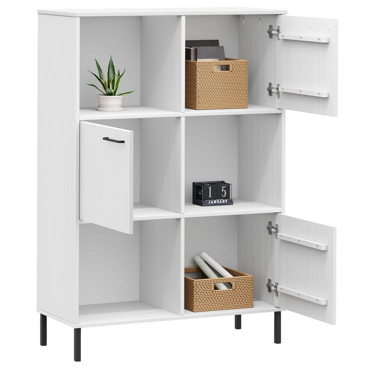 OSLO Bookcase with Metal Legs - Solid Wood, White, 90x35x128.5 cm - Premium  from Home Treasures - Just £139.99! Shop now at Home Treasures