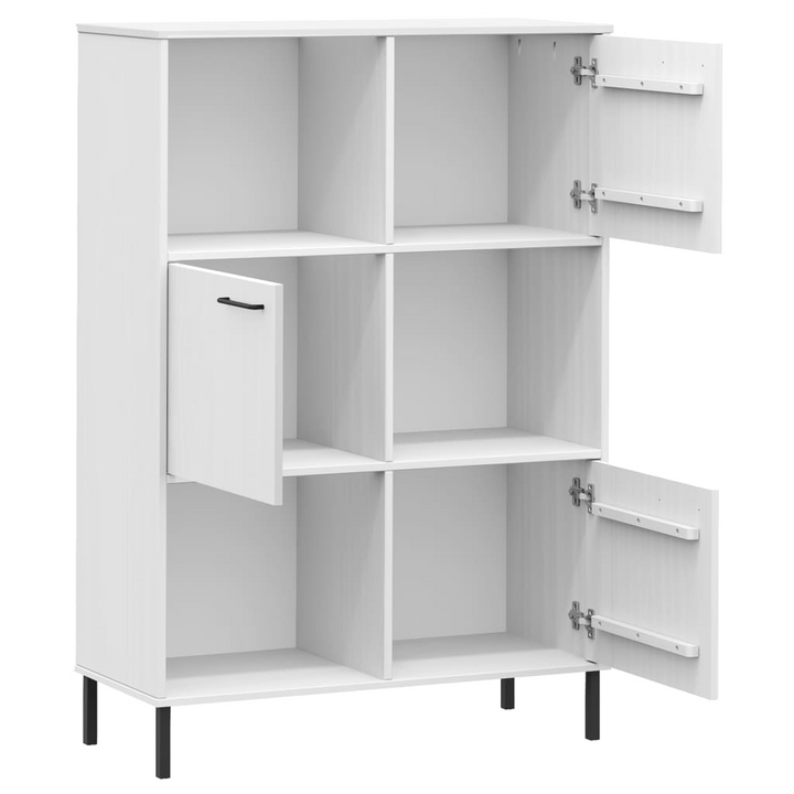 OSLO Bookcase with Metal Legs - Solid Wood, White, 90x35x128.5 cm - Premium  from Home Treasures - Just £139.99! Shop now at Home Treasures