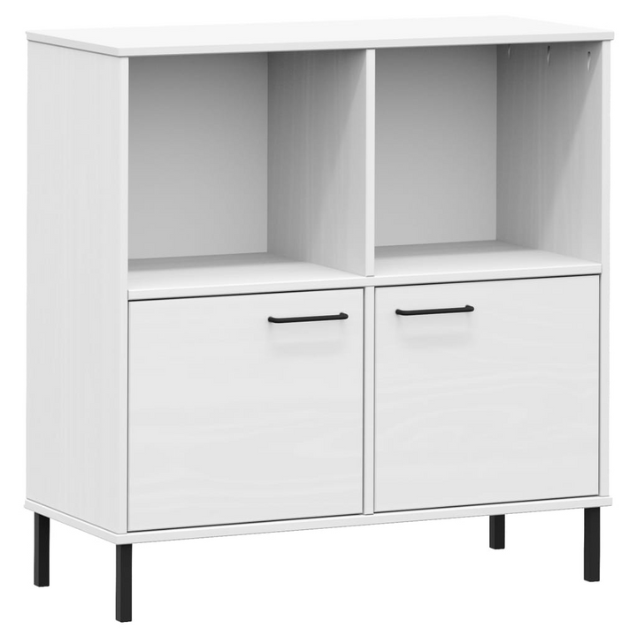 OSLO Rustic White Bookcase with Metal Legs - Solid Pine Wood, 4 Compartments | 90x35x90.5 cm - Premium  from Home Treasures - Just £102.99! Shop now at Home Treasures