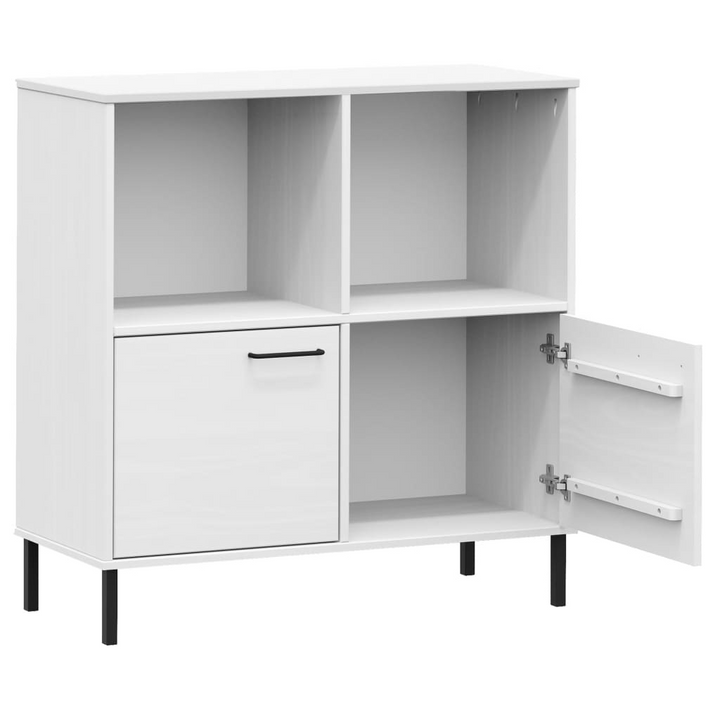 OSLO Rustic White Bookcase with Metal Legs - Solid Pine Wood, 4 Compartments | 90x35x90.5 cm - Premium  from Home Treasures - Just £102.99! Shop now at Home Treasures