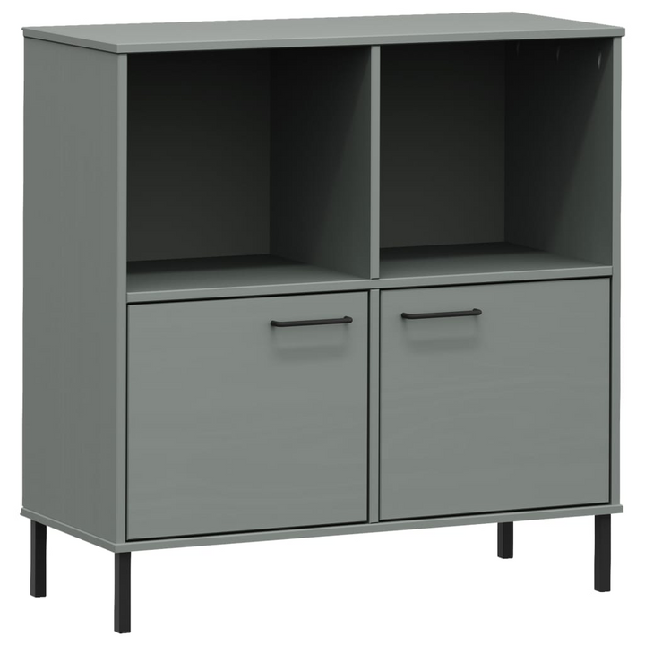 OSLO Solid Wood Bookcase with Metal Legs, Grey 90x35x90.5 cm - Modern & Rustic Design - Premium  from Home Treasures - Just £101.99! Shop now at Home Treasures