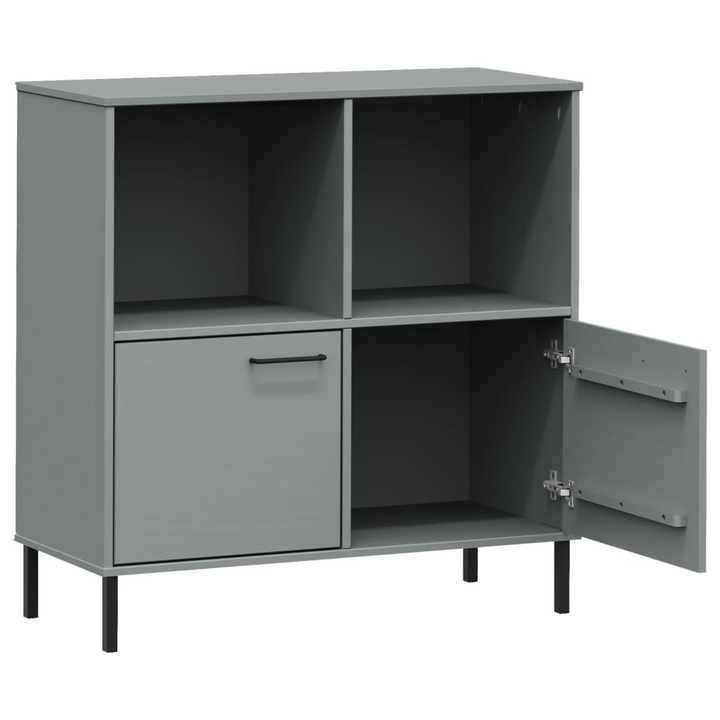 OSLO Solid Wood Bookcase with Metal Legs, Grey 90x35x90.5 cm - Modern & Rustic Design - Premium  from Home Treasures - Just £101.99! Shop now at Home Treasures