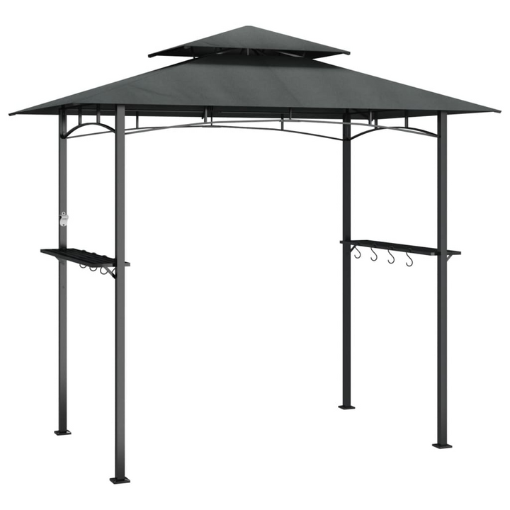 Sturdy Anthracite BBQ Gazebo with Side Shelves - 240x150x243 cm Steel Frame, Water-Resistant Roof, and Practical Design - Premium BBQ from Home Treasures - Just £220.99! Shop now at Home Treasures