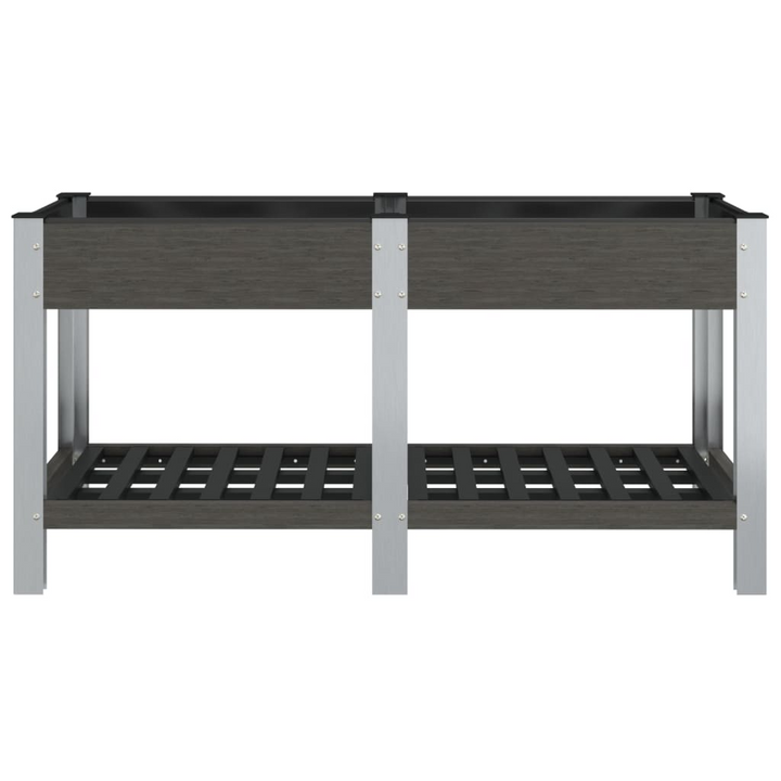 Grey Garden Raised Bed with Shelf 150x50x75 cm - Durable WPC Planter with Open Bottom, Ample Space, and Sturdy Frame - Premium  from Home Treasures - Just £144.99! Shop now at Home Treasures