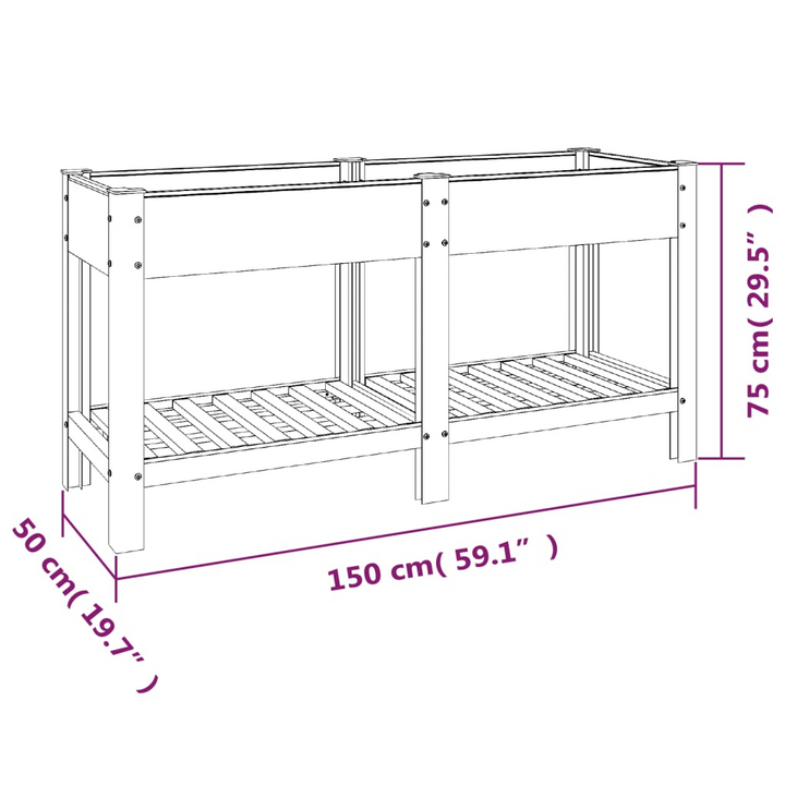 Grey Garden Raised Bed with Shelf 150x50x75 cm - Durable WPC Planter with Open Bottom, Ample Space, and Sturdy Frame - Premium  from Home Treasures - Just £144.99! Shop now at Home Treasures