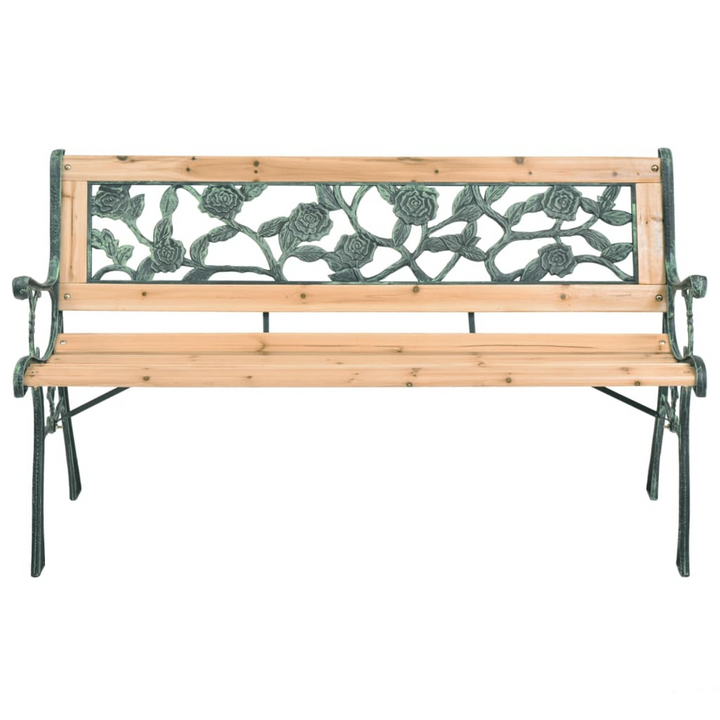 Classic Leaf Patterned Garden Bench - Durable Wooden & Wrought Iron Frame, 122 x 51 x 73cm, Stylish Outdoor Seating - Premium  from Home Treasures - Just £93.99! Shop now at Home Treasures