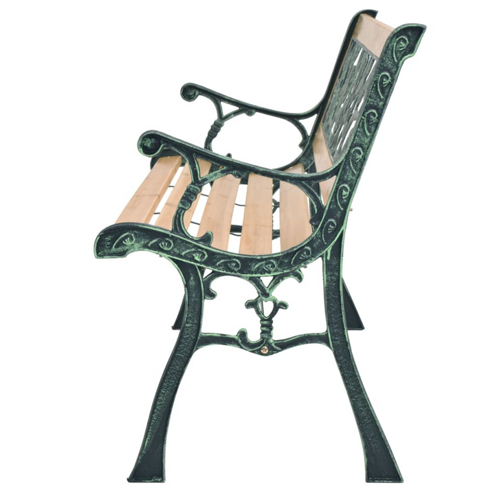 Classic Leaf Patterned Garden Bench - Durable Wooden & Wrought Iron Frame, 122 x 51 x 73cm, Stylish Outdoor Seating - Premium  from Home Treasures - Just £93.99! Shop now at Home Treasures