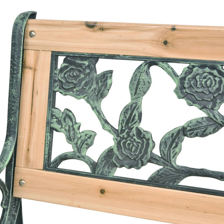 Classic Leaf Patterned Garden Bench - Durable Wooden & Wrought Iron Frame, 122 x 51 x 73cm, Stylish Outdoor Seating - Premium  from Home Treasures - Just £93.99! Shop now at Home Treasures