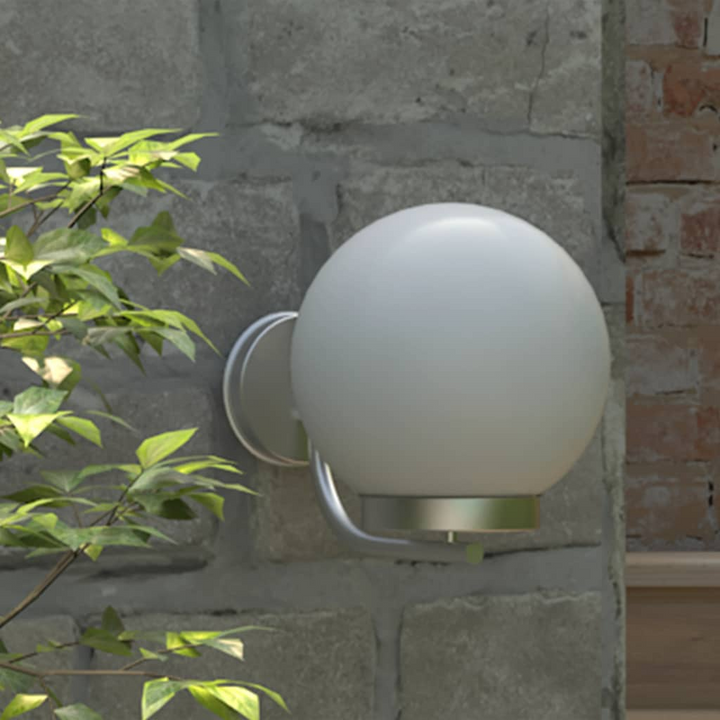 Globe Garden Wall Light - Stylish Outdoor Illumination with Stainless Steel Holder and Durable Plastic Shade - Premium  from Home Treasures - Just £43.99! Shop now at Home Treasures