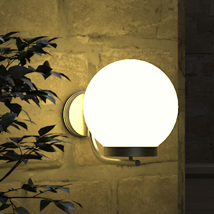 Globe Garden Wall Light - Stylish Outdoor Illumination with Stainless Steel Holder and Durable Plastic Shade - Premium  from Home Treasures - Just £43.99! Shop now at Home Treasures