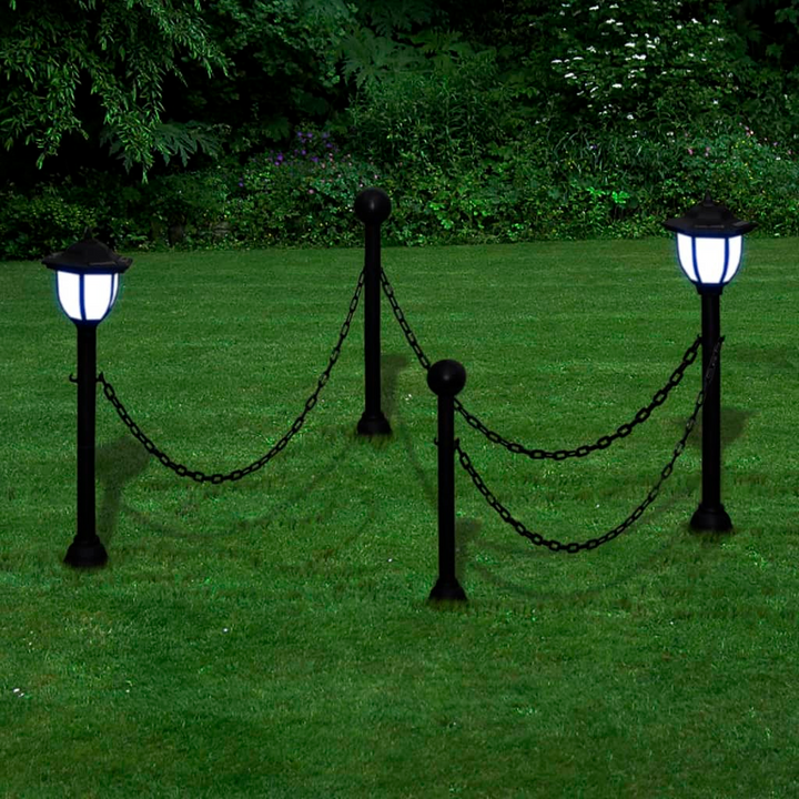 Chain Fence with Solar Lights Two LED Lamps Two Poles - Add Ambiance and Style to Your Outdoor Space - Premium  from Home Treasures - Just £36.99! Shop now at Home Treasures