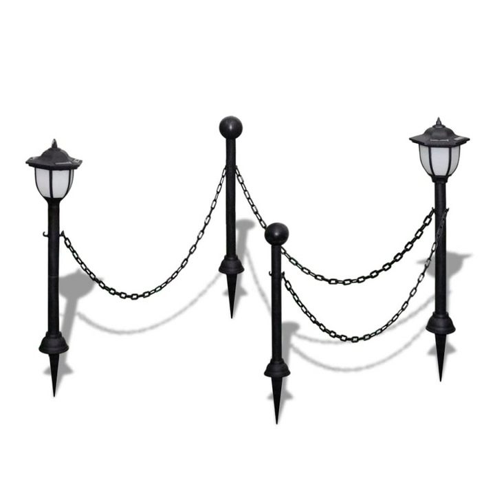 Chain Fence with Solar Lights Two LED Lamps Two Poles - Add Ambiance and Style to Your Outdoor Space - Premium  from Home Treasures - Just £36.99! Shop now at Home Treasures