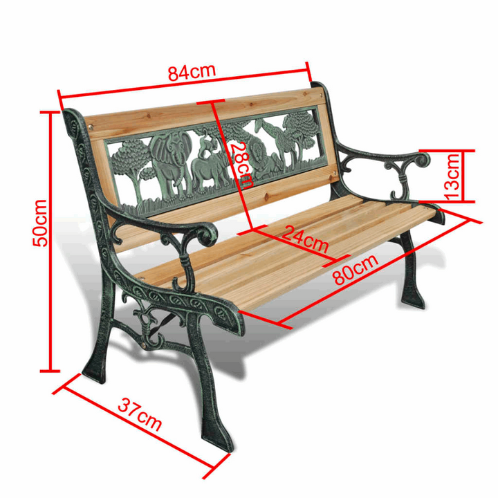 Charming Animal Patterned Children's Garden Bench 84x37x50cm | Perfect for Kids' Outdoor Fun - Premium  from Home Treasures - Just £59.99! Shop now at Home Treasures