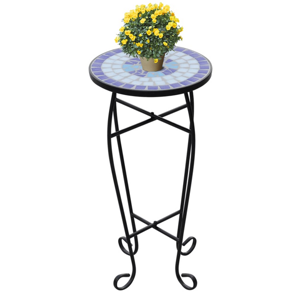 Elegant Blue & White Mosaic Side Table - Weatherproof, Versatile, and Stylish for Any Outdoor Space - Premium  from Home Treasures - Just £41.99! Shop now at Home Treasures