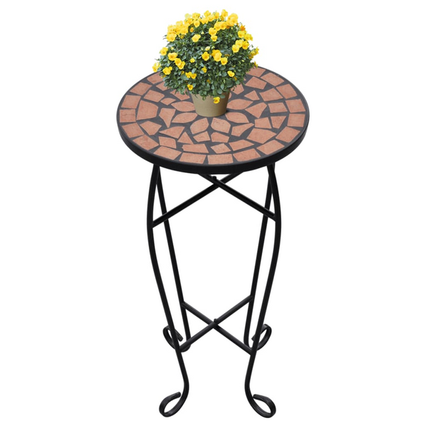 Chic Mosaic Side Table in a Terracotta Finish - Elegant Outdoor and Indoor Accent Table with Weatherproof Ceramic Top - Premium  from Home Treasures - Just £45.99! Shop now at Home Treasures