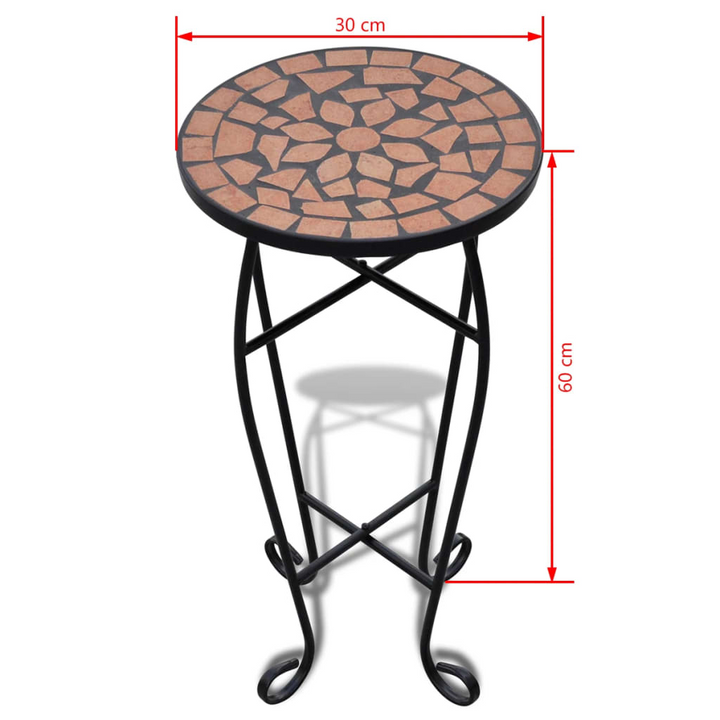 Chic Mosaic Side Table (Terracotta) - Elegant Outdoor and Indoor Accent Table with Weatherproof Ceramic Top - Premium  from Home Treasures - Just £44.99! Shop now at Home Treasures