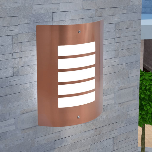 Stainless Steel Rectangular Outdoor Wall Light with Copper Finish - Weatherproof, Modern Garden & Porch Lighting - Premium  from Home Treasures - Just £28.99! Shop now at Home Treasures