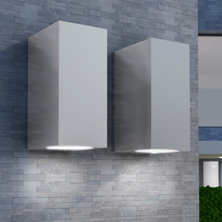 Modern Rectangular Up/Down Outdoor Wall Lights, Weatherproof Set of 2 (Silver) - Perfect for Gardens, Patios, and Entryways - Premium  from Home Treasures - Just £34.99! Shop now at Home Treasures