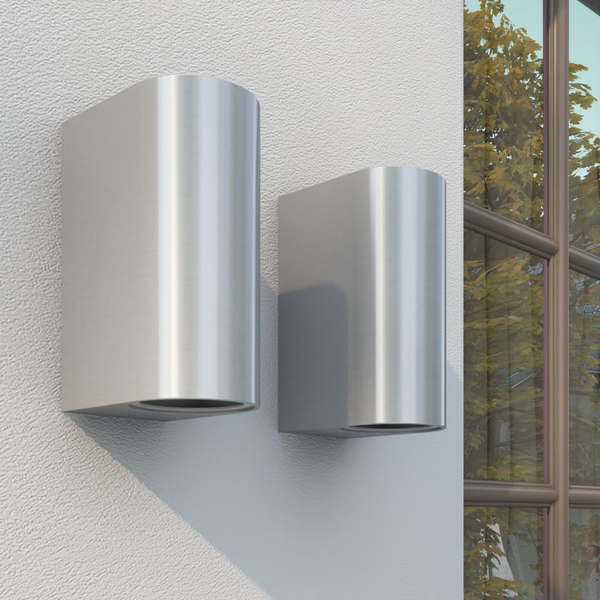 Modern Up/Down Outdoor Wall Lights, Set of 2 in Silver - Weatherproof, Stylish & Durable Lighting Solution - Premium  from Home Treasures - Just £41.99! Shop now at Home Treasures