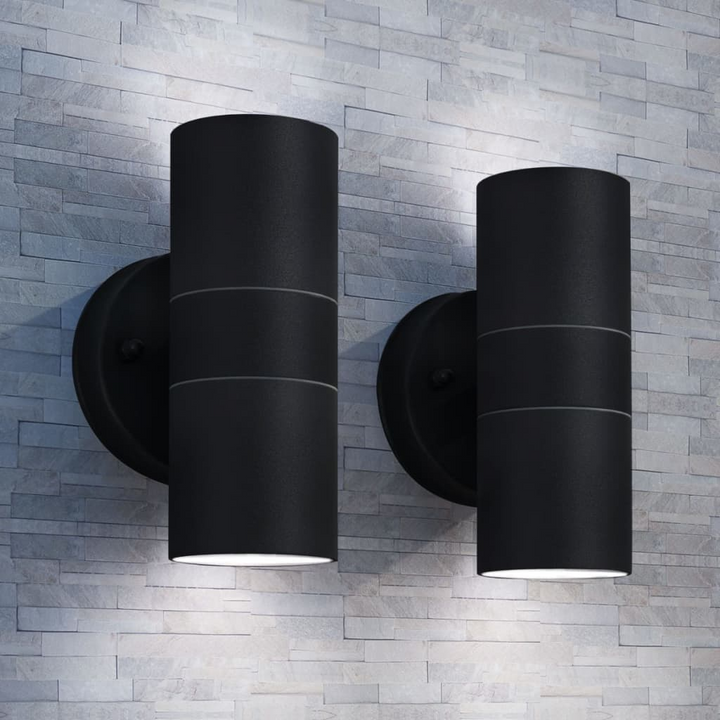 Up/Down Outdoor Wall Lights Set of 2 - Black Stainless Steel, Modern Weather-Proof LED Wall Sconces - Premium  from Home Treasures - Just £40.99! Shop now at Home Treasures