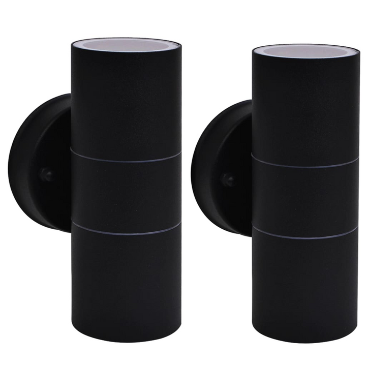 Up/Down Outdoor Wall Lights Set of 2 - Black Stainless Steel, Modern Weather-Proof LED Wall Sconces - Premium  from Home Treasures - Just £40.99! Shop now at Home Treasures