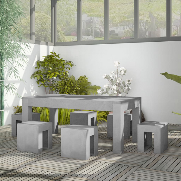 Elegant 7-Piece Concrete Outdoor Dining Set - Durable & Stylish Indoor/Outdoor Furniture - Premium  from Home Treasures - Just £1280.99! Shop now at Home Treasures