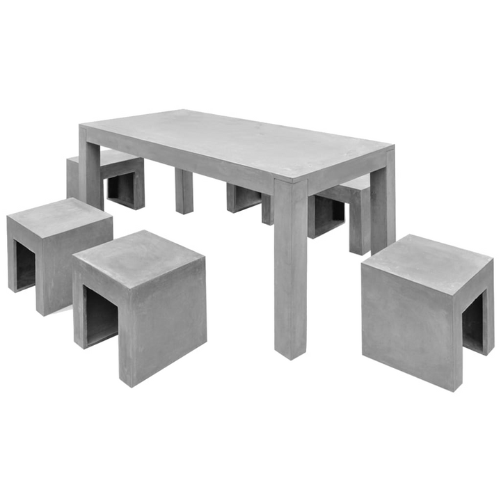 Elegant 7-Piece Concrete Outdoor Dining Set - Durable & Stylish Indoor/Outdoor Furniture - Premium  from Home Treasures - Just £1280.99! Shop now at Home Treasures