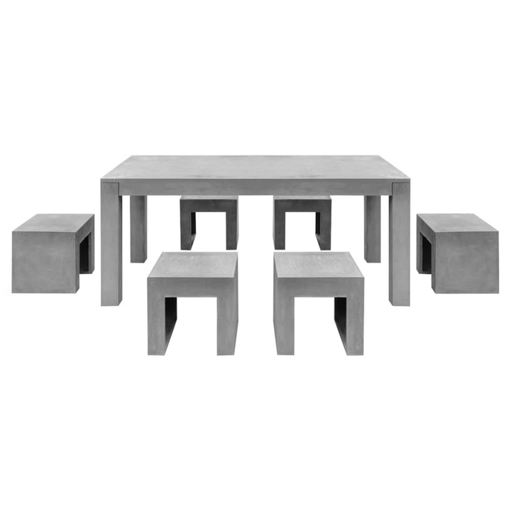 Elegant 7-Piece Concrete Outdoor Dining Set - Durable & Stylish Indoor/Outdoor Furniture - Premium  from Home Treasures - Just £1280.99! Shop now at Home Treasures