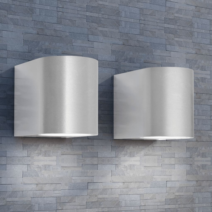 Modern Silver Round Outdoor LED Wall Lights - Weatherproof, Energy Efficient - Premium  from Home Treasures - Just £42.99! Shop now at Home Treasures