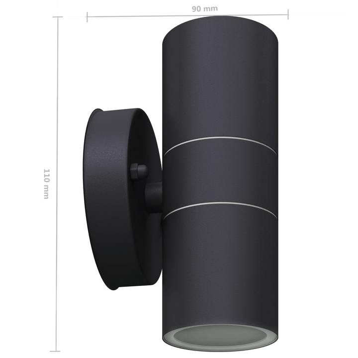 Modern Up/Down Outdoor LED Wall Lights, Set of 2 - Stainless Steel Black, Weatherproof IP44, Energy Efficient Warm White Lighting - Premium  from Home Treasures - Just £50.99! Shop now at Home Treasures